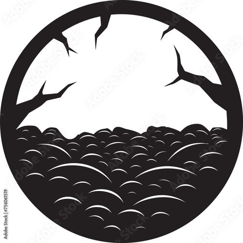 Arid Acres Vector Logo of Dry Land Searing Sands Drought Land Icon Symbol