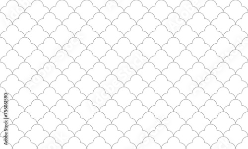 Grey outline geometric circles seamless pattern. Vector Repeating Texture.