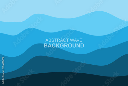 Water Wave Background Design, Abstract Vector Blue Ocean Walpaper Template