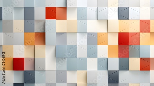 Harmony in Tiles: Abstract Geometric Mosaic with Hexagonal and Square Tiles, Pastel Palette for Calming Elegance in Design Projects