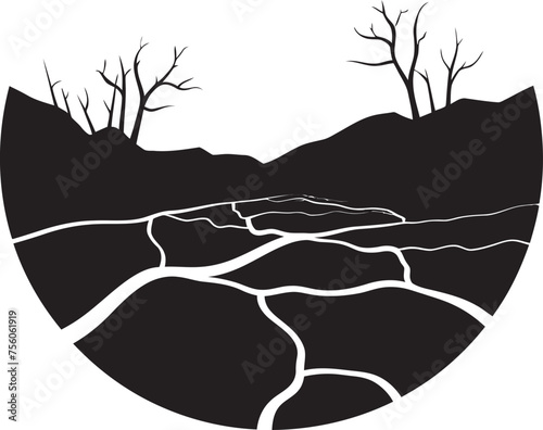 Desolate Domain Drought Land Icon Symbol Arid Acres Vector Logo of Arid Land