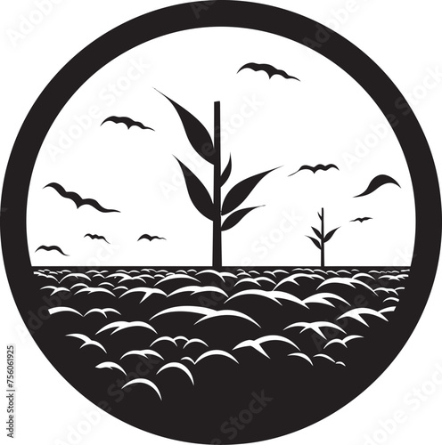 Arid Acres Vector Logo of Arid Land Searing Sands Drought Land Icon Design