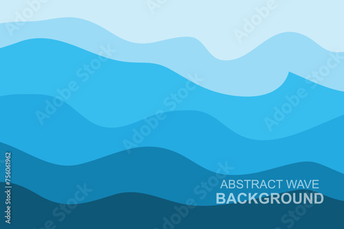 Water Wave Background Design, Abstract Vector Blue Ocean Walpaper Template