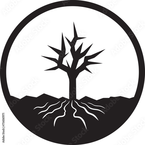 Desolate Domain Drought Land Icon Symbol Arid Acres Vector Logo of Arid Land