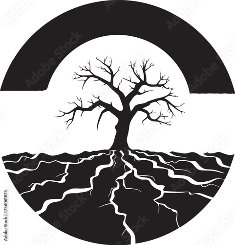 Arid Acres Vector Logo of Arid Land Searing Sands Drought Land Icon Design