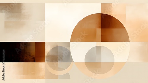 Sophisticated Symmetry: Abstract Geometric Patterns with Concentric Circles and Squares, Muted Earth Tones for a Harmonious and Subtle Background