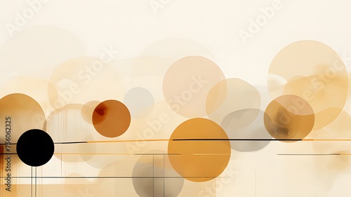 Sophisticated Symmetry: Abstract Geometric Patterns with Concentric Circles and Squares, Muted Earth Tones for a Harmonious and Subtle Background