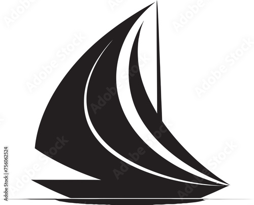 Whittled Wake Minimalist Boat Emblem Micro Marina Boat Icon in Vector