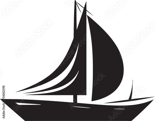 Whittled Wake Minimalist Boat Emblem Micro Marina Boat Icon in Vector