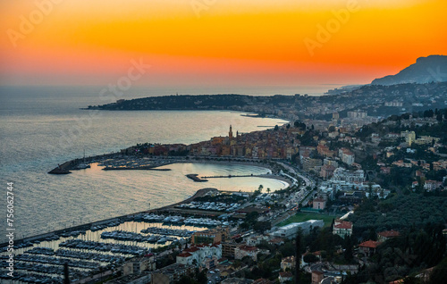 Sunset Over the Italian Riviera, Liguria, Italy