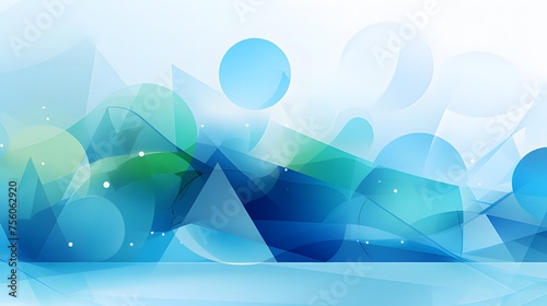 Energetic Overlap: Dynamic Design Geometry with Overlapping Triangles and Circles in Cool Blues and Greens - Versatile Background for Modern Applications