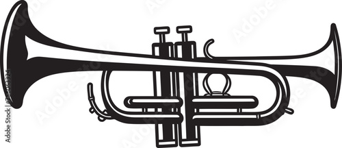 Golden Serenade Melodic Trumpet Icon Musical Echo Trumpet Vector Design