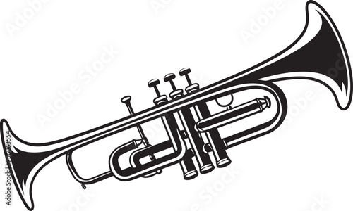 Brass Brilliance Musical Horn Logo Golden Groove Iconic Trumpet Vector