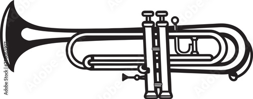 Symphonic Sounds Musical Trumpet Icon Emblem Golden Groove Trumpet Vector Emblem