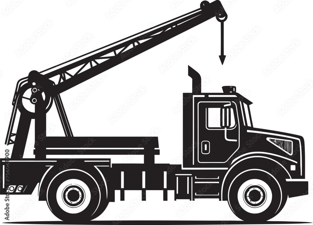Naklejka premium CraneCraft Robust Truck Crane Icon Logo Skyward Strength Truck Crane Vector Symbol