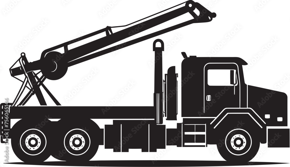 Naklejka premium Hoist Heroes Crane Truck Vector Symbol Mobile Mastery Truck Crane Logo Icon
