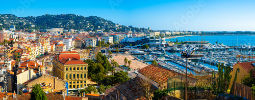 Panoramic View of Cannes Marina and Urban Landscape, France