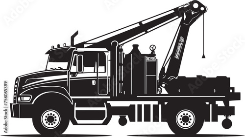 Hoist Hero Crane Truck Icon Emblem Truck Topped Tower Crane Vector Symbol