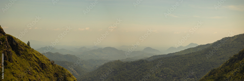 Daytime views of the mountains in the Ella region, Badulla District of Uva Province, Sri Lanka