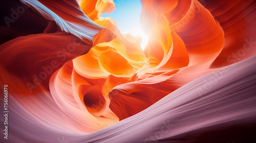 Sunbeam Through Antelope Canyon: Vibrant Orange Sandstone Formation 