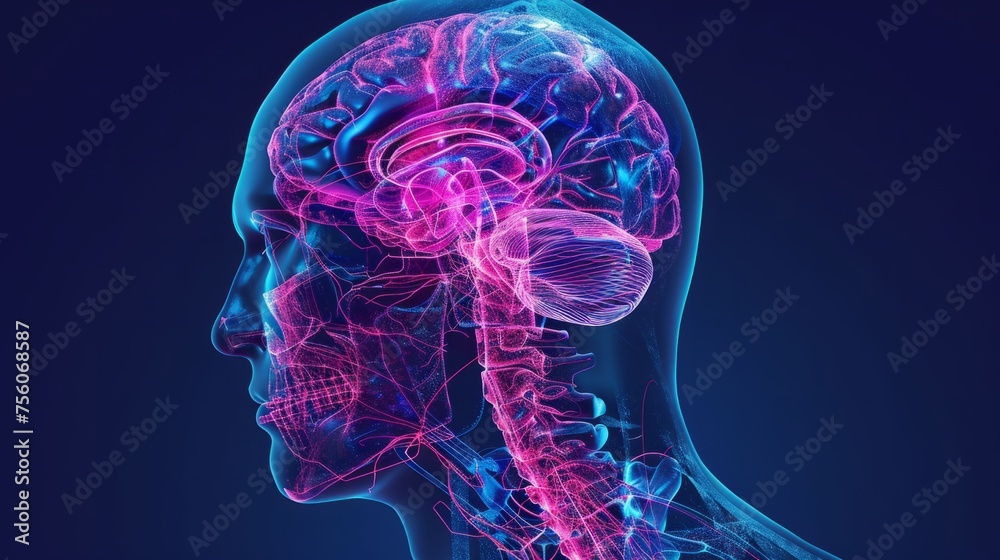 representation of the brainstem, medicine concept generative ai representation of the brainstem, medicine concept generative ai