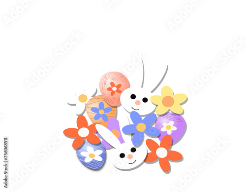 Bouquet with Easter symbols on a transparent background.