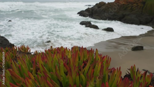 California coast on a rainy day in slow motion  photo