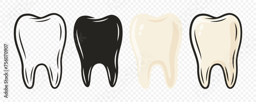 Vector Cartoon Tooth. Design Template for Promoting Dental Care and Toothpaste. Healthy Oral Hygiene Concept. Flat Vector Tooth. Front View