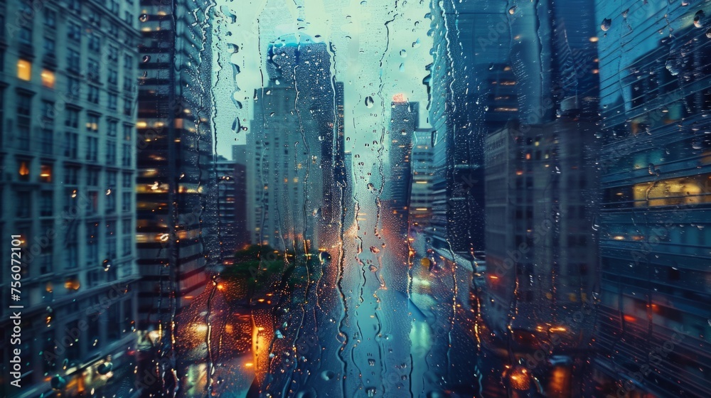 tall buildings, in a rainy city, generative ai tall buildings, in a rainy city, generative ai