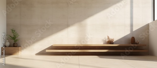 Abstract minimalist interior of a house with brown and beige concrete design on a white background