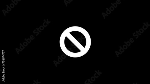 No Symbol animation isolated green screen. Prohibition Red Sign Chroma Key. traffic sign  circle crossed out for prohibition prevent illegal things photo
