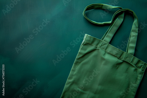 green canvas cotton tote bag, mockup, copy space, banner 