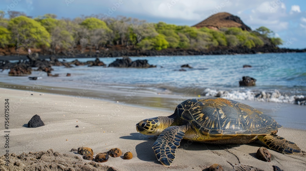 Beautiful sea turtles on the Galapagos Islands