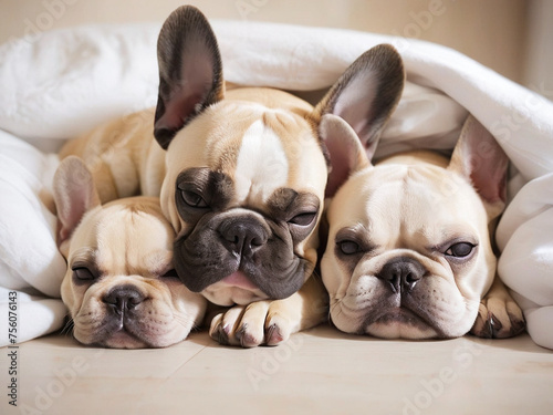 Cute french bulldogs sleeping - generated by ai © CarlosAlberto