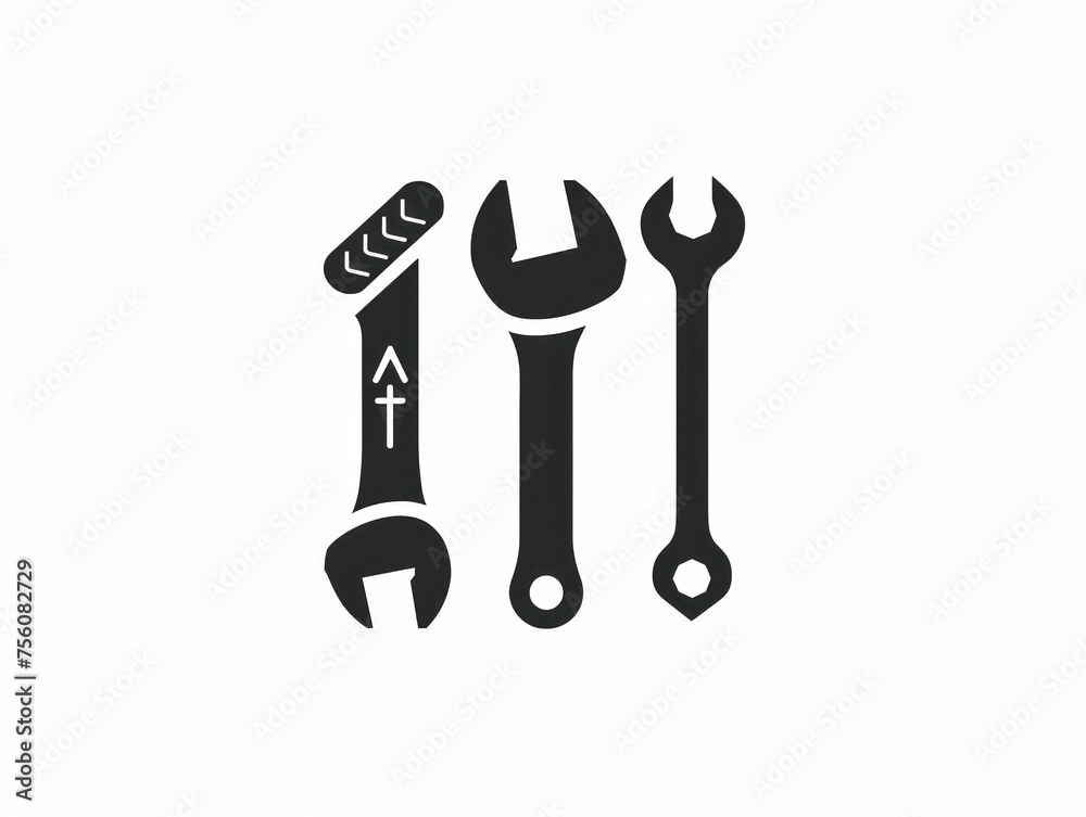 tools logo design with hammer, wrench, and screwdriver, black icond on a white background tools logo design with hammer, wrench, and screwdriver, black icond on a white background