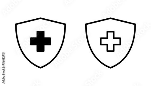 Health insurance icon set. Insurance health document icon