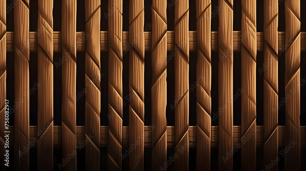 This meticulously designed pixel art background showcases a beautifully crafted wooden fence, complete with realistic textures and shadows to bring it to life. - obrazy, fototapety, plakaty 