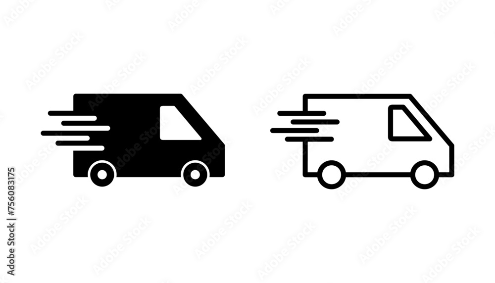 Fast shipping delivery truck icon set. Delivery truck icon. fast delivery icon Fast shipping delivery truck icon set. Delivery truck icon. fast delivery icon