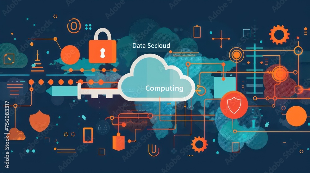 data security icons encryption symbols, security and data protection, cloud computing