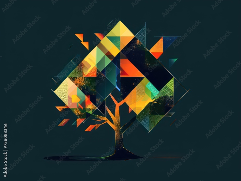logo digital tree symbolizing natural growth