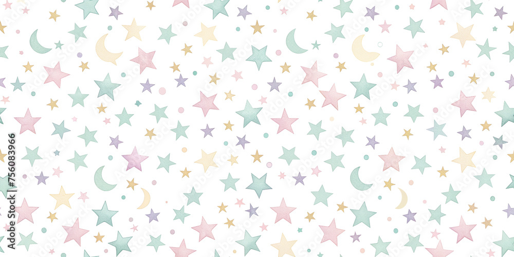 Pastel night stars pattern on white background Pastel night stars pattern on white background