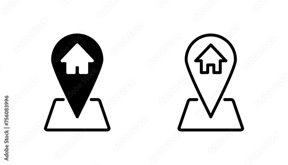 Address icon set. home location icon vector Address icon set. home location icon vector