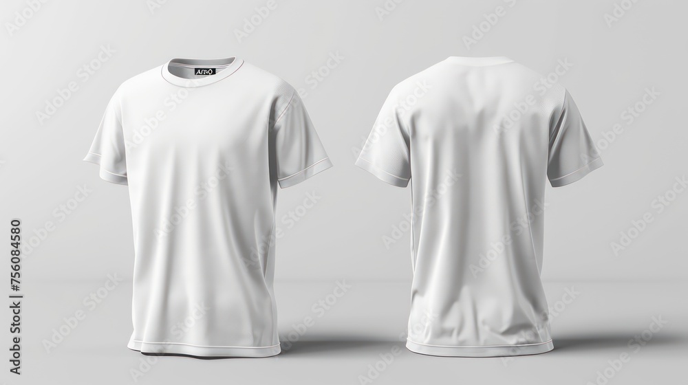 Front and back views of a white T-shrit mockup Front and back views of a white T-shrit mockup