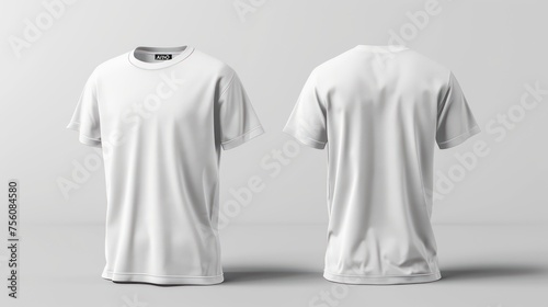 Front and back views of a white T-shrit mockup © STOCKYE STUDIO