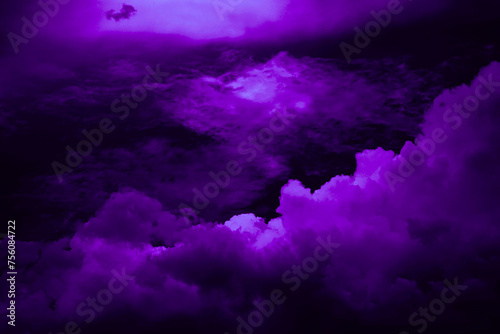 Black dark deep purple violet blue pink magenta fuchsia sky. Storm rain cloud. Fog smoke mist steam. Gloomy night dramatic ominous sky. Fantasy universe mystic. Or spooky evil nightmare horror concept © Наталья Босяк