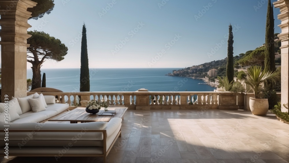 Exquisite mansion perched on the serene shores of the French Riviera, offering sweeping views of the azure Mediterranean and private terraces overlooking the coastal beauty