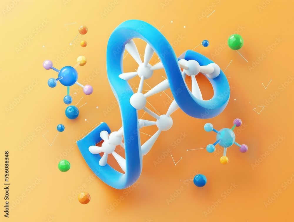 medical and science, molecules dna structure, blue, green and orange, isometric medical and science, molecules dna structure, blue, green and orange, isometric