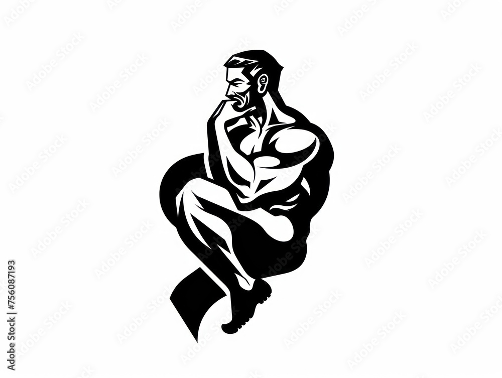 Fototapeta premium philosopher strong body logo design, white background