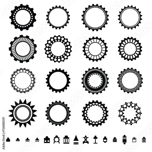 Set of vector gears in various forms for design