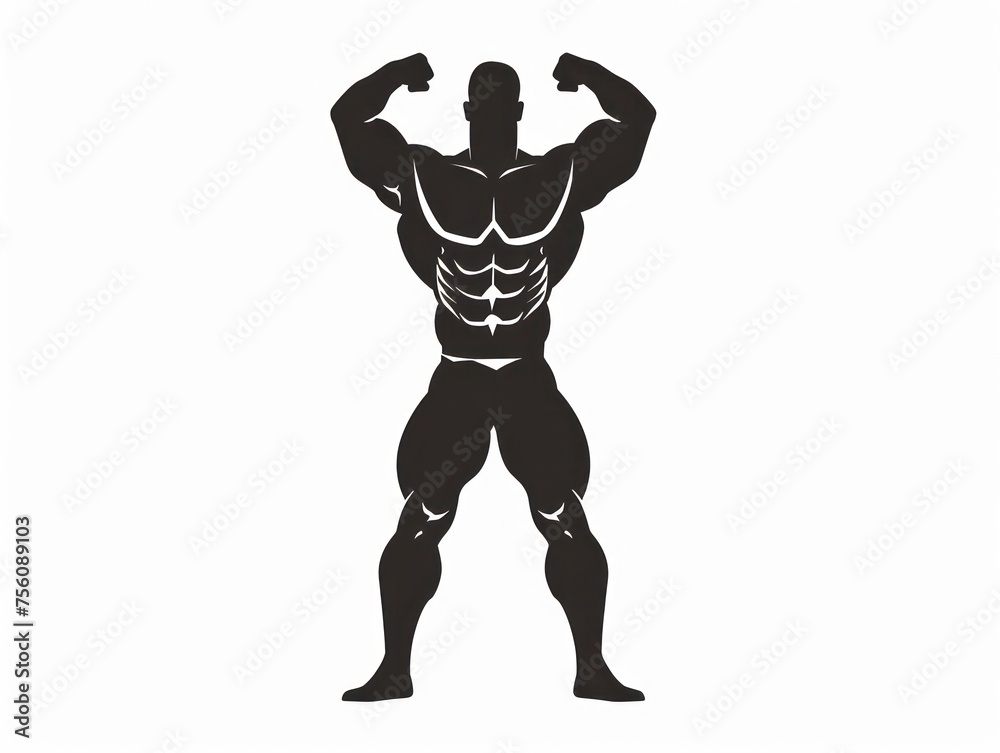 muscular man in a bodybuilding pose on white background